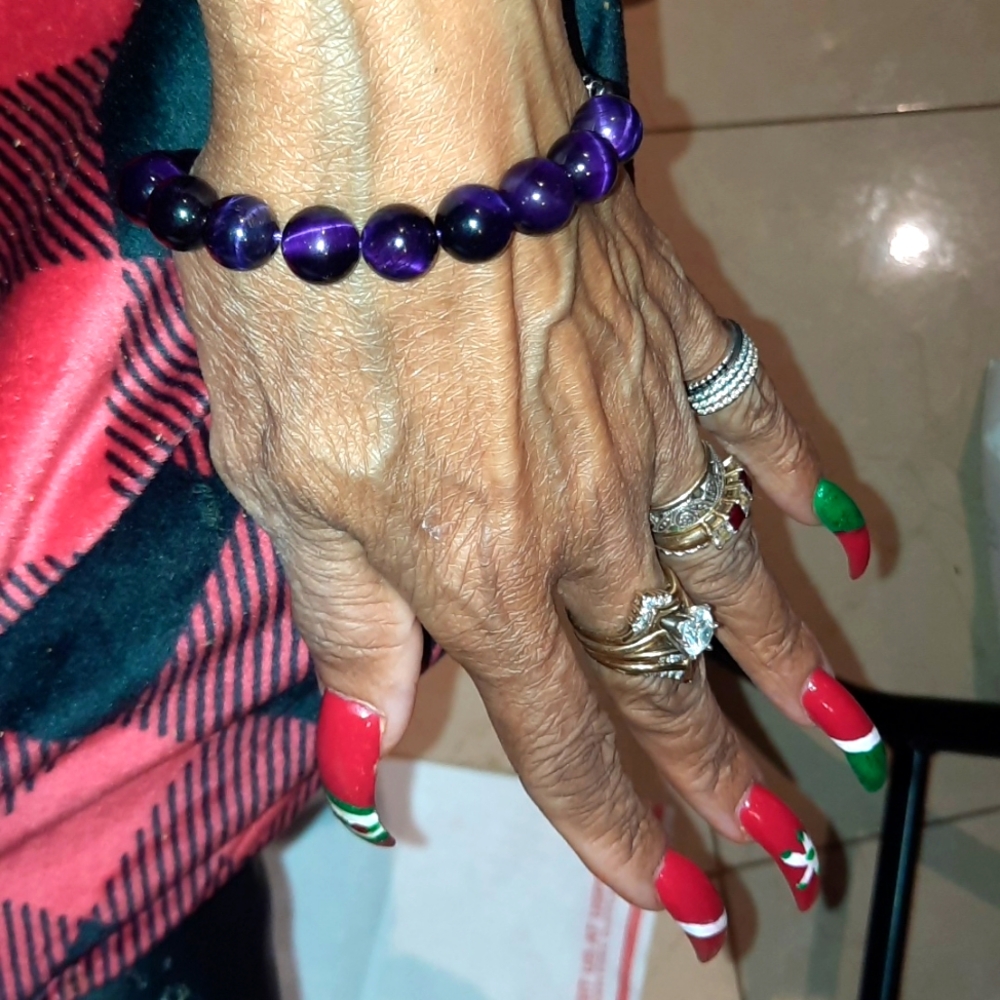 NIB AUTHENTIC AMETHYST BEADED BRACELET 💜 Genuine 316STAINLESS STEEL 7.5'-8.25"